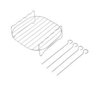 Accessori For Friggitrice Elettrica Ad Aria Griglia A Doppio Strato In Acciaio Inossidabile Con 4 Spiedini For Carne Arrosto Griglia A Vapore Griglia For Friggitrice Ad Aria