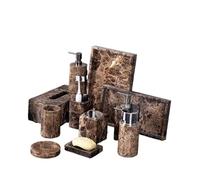 Accessori for il bagno in marmo naturale marrone Dispenser di sapone in marmo di lusso Porta spazzolino da denti Vassoio portasapone Set for il bagno(Soap Box-Square)
