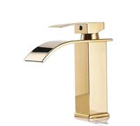 Accessori for il bagno Rubinetto singolo for lavabo da cucina con testa di drago, cascata for acqua calda e fredda(Gold short)