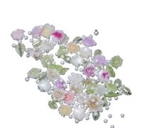 Accessori for Nail Art Fai da Te, Fiori 3D Misti, Rosa, Rosa Cinese, Foglie di Camelia, Perle for Unghie finte, 100 Pezzi, Decorazione for Nail Art con Manicure Totale