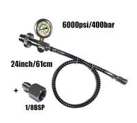 Accessori for palline morbide for pittura ad aria CO2 DIN G5/8 Connect Fill Station Adattatore di ricarica for riempimento Manometro in acciaio inossidabile(24inch Hose BSP QD)