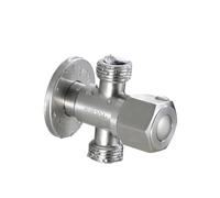 Accessori for rubinetti con valvola triangolare ad apertura rapida for bagno in acciaio inossidabile, valvola angolare a due vie, filettatura G1/2, ingresso acqua(B-double outlet)