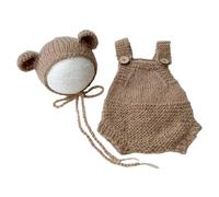 Accessori fotografici per neonati, costume da orso, cappello con bretelle, pantaloni, pagliaccetto per foto per bambini, abbigliamento per servizi fotografici per bambini, traspirante, maglieria per