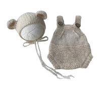 Accessori fotografici per neonati, costume da orso, cappello con bretelle, pantaloni, pagliaccetto per foto per bambini, abbigliamento per servizi fotografici per bambini, traspirante, maglieria per