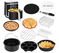 Accessori Friggitrice ad aria,12 Friggitrice ad aria accessori con Griglia, Pizza Teglia, Silicone Contenitore Waffle, Senza BPA, per Aigostar COSORI Cecotec Ninja Philips 5,5L 6L 6,2L 6,5L