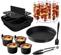 Accessori friggitrice ad aria calda per Ninja 6,2L AF180, Philips Airfryer XXL 7,2L, Russell Hobbs 8L/8,3L, Aigostar 7L, Airfryer Accessories con stampo in silicone, teglia per pizza, griglia