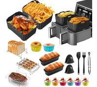 Accessori friggitrice ad aria calda per Ninja AF400EU Double Stack 9,5 l, accessori Airfryer compatibili con YASHE 9L e Juskys 9L friggitrice ad aria calda, set da 20 stampi in silicone con griglia e