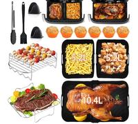 Accessori friggitrice ad aria calda per Ninja AF500EU Accessori 18 pezzi friggitrice ad aria per Cosori TwinFry 10L, stampo in silicone friggitrice ad aria calda per Ninja Flexdrawer Af500DE 10.4L