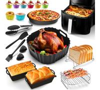 Accessori friggitrice ad aria calda per Russell Hobbs 4L e Philips Airfryer serie 2000 4,2L, set di accessori per friggitrice ad aria da 19 pezzi per Philips NA229, con rivestimenti silicone e griglia