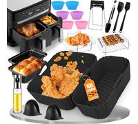 Accessori friggitrice ad aria calda per Tefal EY9018 Dual Easy Fry 5,2/3,1L - Accessori Airfryer inclusi stampo in silicone, griglia, stampi per pane, pinze da cucina, spray olio, ecc