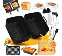 Accessori Friggitrice ad Aria Compatibile con Ninja Foodi Max Dual Zone AF400EU AF451EU AF300EU 7.6L-9.5L, Teglia Silicone per Friggitrice ad Aria con Teglie, Carta Forno, Griglie