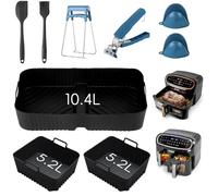 Accessori Friggitrice ad Aria, Ninja AF500EU 10,4 L e 5,2 l, Silicone Air Fryer Tappetino, Viene Fornito con Pinze per Ciotola da Cucina, Guanti, Spazzola da Forno in Silicone, Raschietto per Pasta