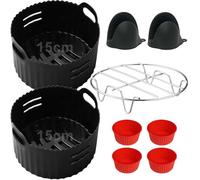 Accessori Friggitrice ad Aria per COSORI piccola 2L, YASHE 2,3L, Midea 2L, Accessori per friggitrici ad aria calda per 1-2 persone, Contenitori per Friggitrice ad Aria da 15 cm senza BPA