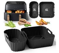 Accessori Friggitrice ad Aria per Philips Dual Basket Air Fryer 9L(3L/6L), 2 Pezzi Riutilizzabile Stampi Silicone Teglia Friggitrice ad Aria per Philips NA350/00