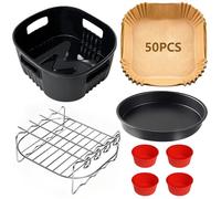 Accessori Friggitrice ad Aria per Philips Essential 4.1L (HD9252, HD9255, HD9200), 5 pezzi riutilizzabili Contenitori per Friggitrice ad Aria per Philips 4.1L, Accessori per friggitrice senza BPA