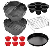 Accessori Friggitrice ad Aria per Philips XL 6,2L/8,3L, COSORI 5,5L/6L/6,2L/6,4L, Russell Hobbs XXL 8L 8,3L, Riutilizzabile Silicone per Teglia per Friggitrice ad Aria