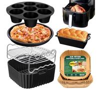 Accessori Friggitrice ad Aria per Russell Hobbs Air Fryer XXL 8L/8,3L, 23-25CM Teglie per Friggitrice ad Aria, Accessori Airfryer in silicone riutilizzabili