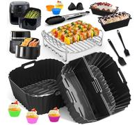 Accessori Friggitrice ad Aria per Russell Hobbs XXL 8L/8,3L Air Fryer - 3 Pezzi Personalizzato Silicone Stampi, Riutilizzabile Accessori Griglia, Tortiera, per Russell Hobbs Friggitrice ad Aria