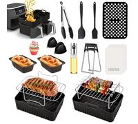 Accessori Friggitrice Ad Aria, Set di 21 Accessori per Friggitrice Ad Aria Ninja Foodi Dual Zone AF300EU AF400EU Innsky COSORI 7,6L-9,5L, Teglie & Griglia & Carta da Forno& Pinza Airfryer Accessories