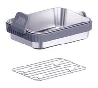 Accessori Friggitrice Teglia Silicone Antiaderente Accessori(Gray 3) | Acciaio , griglia sgocciolante removibile, cottura uniforme, antiscivolo, per facile pulizia