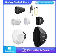 Accessori Godox ML100R: Riflettore per obiettivo RF-ML45, Fresnel in silicone ML-CFL5, Softbox ML-CS30, ML-SF3030, Supporto per power bank AK-B01