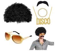 accessori hippie, costume anni '60/'70/'80, parrucca afro, occhiali funky, re...