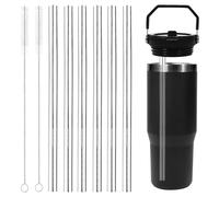 Accessori in Acciaio Inossidabile per Stanley Iceflow Flip 30oz, 6 Confezioni Cannucce Ricambio Riutilizzabili in Acciaio Inossidabile con 2 Spazzole per Pulizia Cannucce per Stanley Accessori