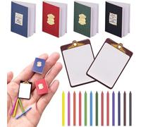 Accessori in miniatura per gnomi, 19 pezzi 1:12, mini accessori per la casa delle bambole di Natale, portablocco, set di matite colorate, 1/12, bambola in miniatura, accessori per la scuola
