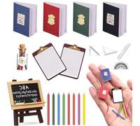 Accessori in miniatura per gnomi, 24 pezzi 1:12, mini accessori per la casa delle bambole 1/12, in miniatura, accessori per la scuola, libro di Natale, per Dollhouse fai da te