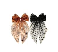 Accessori in rete da 2 per fermagli per capelli | Design oversize a lunga con stampe teschi ragnatela per look da festa, aggiornamenti,