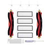 Accessori Kit per Xiaomi Roborock S5 MAX S6 Pure S6 maxV E5 (11-Pezzi) | JoyBros Ricambios Inclusi 4x Spazzola Laterale Biancoa 2x Rulli Principale 4x Filtri Cacciavite ×1, spazzola pulizia ×1