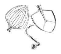 Accessori mixer 3 pezzi, compatibile con KitchenAid, 7QT | Frusta piatta inox, gancio impasto e frusta 9 fili per ciotola a sollevamento