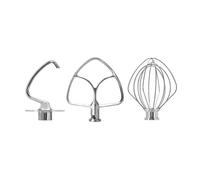 Accessori mixer, compatibile con KitchenAid, K45WW K45DH | Set da 3: frusta, gancio impastatore, frusta piatta; acciaio inox, lavabile in lavastoviglie