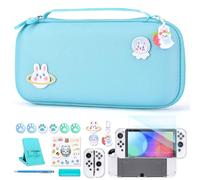 Accessori NS Switch OLED- innoAura Pacchetto Switch 18 In 1 Con Custodia NS Switch, Custodia Per Giochi Per Switch, Protezione Per Schermo OLED Per Switch, Supporto Per Switch, Thumb Grips (Blu)