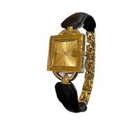 Accessori Orologio da donna classico con cinturino in pelle, quadrato, al quarzo, orologio da polso da donna, impermeabile, regalo di compleanno for le donne. Moda(Black gold)