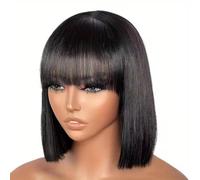 Accessori Parrucche Parrucca Bob Per Capelli Umani Lisci Colore Naturale Da 16 Pollici Con Botto Per Le Donne(220%,8inches)