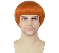 Accessori Parrucche Parrucca Corta A Fungo Per Uomo Capelli Tagliati A Scodella Adatta Per Feste Di Film Parrucca Multicolore(Ginger Orange)