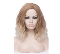 Accessori Parrucche Parrucca Cosplay Marrone Donna Parrucca Corta Ondulata Resistente Al Calore Capelli Rosa Biondi Ombre Cos(White-brown)