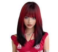 Accessori Parrucche Parrucca Diritta Nera Ombre Rossa Lunga Fino Alle Spalle Per Le Donne Parrucche Da Indossare E Andare A Strati Con Radici Scure