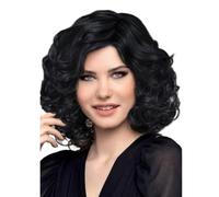 Accessori Parrucche Parrucca Nera Da Donna Capelli Soffici Naturali Con Riga Laterale Bob Corto Resistente Al Calore Uso Cosplay Quotidiano(2)