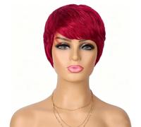 Accessori Parrucche Parrucca Ondulata Dal Taglio Corto Per Capelli Lisci Naturali Da Donna Nera Con Frangia Da Indossare Ogni Giorno(Red)