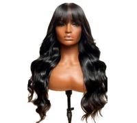 Accessori Parrucche Parrucca Per Capelli Umani Con Onda Del Corpo Della Parte Centrale A Densità 230 Con Frangia Per Parrucche Di Pizzo 3x1 Per Donne Nere(210%,26inches)