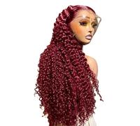 Accessori Parrucche Parrucca Riccia Bordeaux A Onda Profonda 13x4 Parrucche Per Capelli Umani Anteriori In Pizzo Trasparente HD Pre Pizzicate Per Le Donne(28inches)