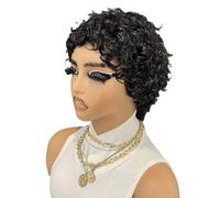 Accessori Parrucche Parrucche Per Capelli Umani Ricci Corti Neri Naturali Per Le Donne Parrucca Completa Fatta A Macchina Densità Del 150%