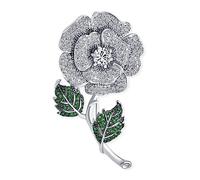 Accessori Per Abiti Eleganti Grande Bouquet Floreale Colorato Fiore Di Rose Pave CZ Accent Fiore Spilla Pin Per Donne Argento Placcato Ottone