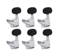 Accessori Per Accordatura Della Chitarra Pirolo Per Chitarra | Completamente Chiuso Con Pulsante Ovale In Plastica Nera Testurizzata E Manopola Di Sintonia In Metallo(6 left)