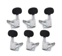 Accessori Per Accordatura Della Chitarra Pirolo Per Chitarra | Completamente Chiuso Con Pulsante Ovale In Plastica Nera Testurizzata E Manopola Di Sintonia In Metallo(3 left 3 right)