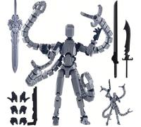 Accessori per action figure personalizzati T13 stampati in 3D, action figure T13 multi-snodabile del 13° collezionista, decorazione da tavolo Forze speciali bianche trasparenti con armi multiple,Giunt