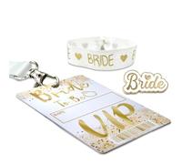 Accessori per addio al nubilato, set di 3 accessori per addio al nubilato, include spilla smaltata per il giorno del matrimonio, cordino e braccialetto, regalo per festa nuziale