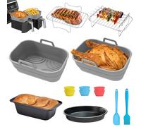 Accessori per Airfryer, accessori per friggitrice ad aria calda per Ninja AF400EU AF300EU Emerio Princess Innsky COSORI Tower 7.6-9.5L, incluso stampo in silicone, griglia, stampo da forno, ecc.